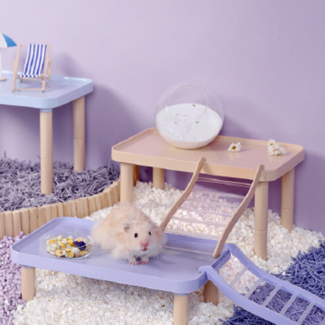 Plastic hamster platform with adjustable height